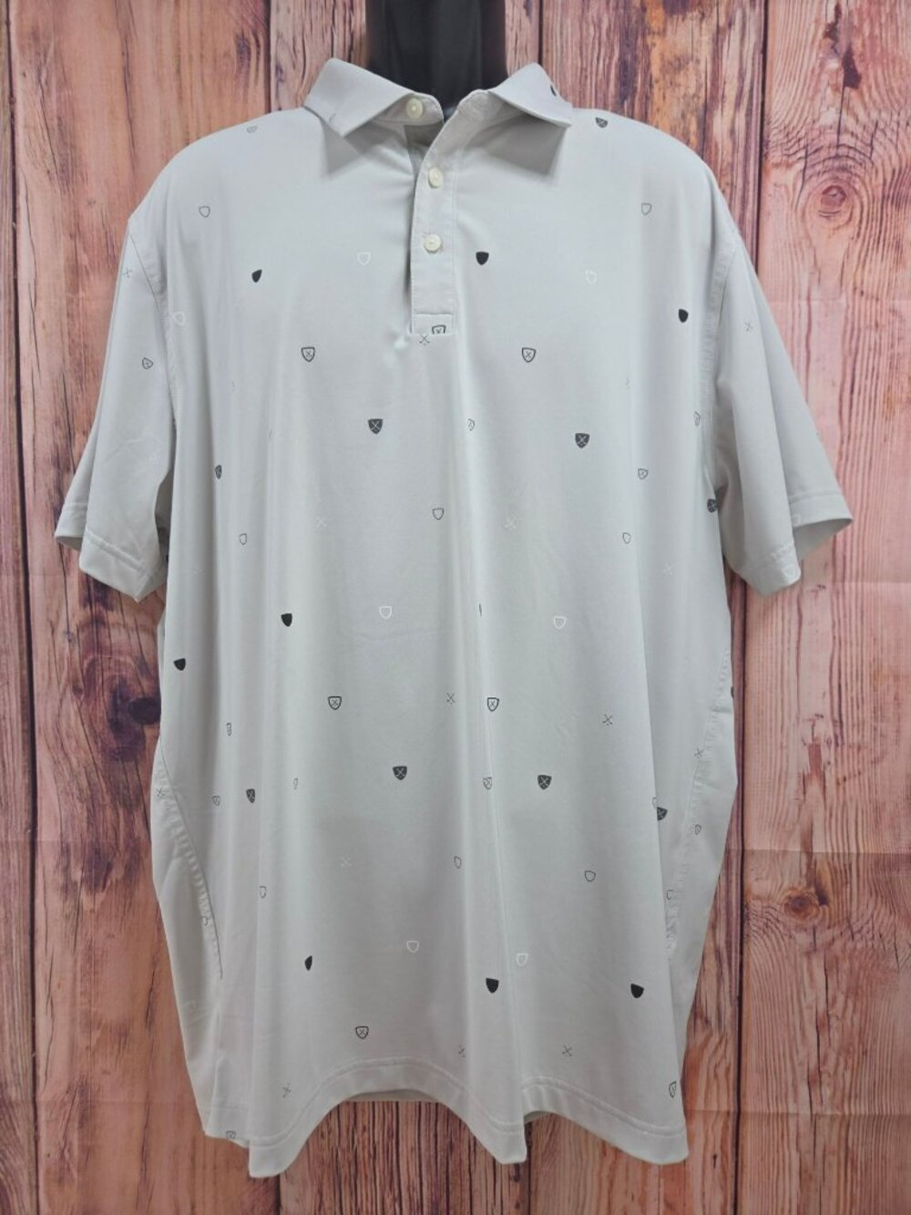 Nike Mens Dri-Fit Light Gray Geometric Pattern Polo XL
